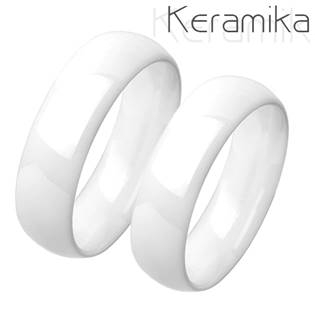 KM1013-6 Keramické snubní prsteny bílé - pár
