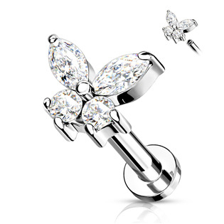 LB0023C-1208 Labreta /  helix / tragus piercing -  motýlek