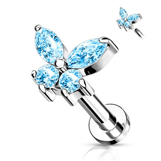 LB0023Q-1208 Labreta /  helix / tragus piercing -  motýlek