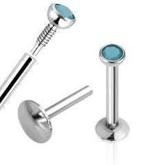 LB01102-1208B Piercing do brady - labreta, opalit modrý