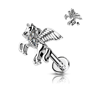 LB1045-1208 Piercing do brady / cartilage / tragus 1,2 x 8 mm, jednorožec