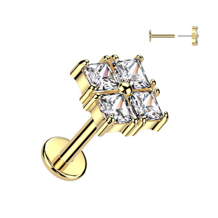 LB1135-GD Zlacený piercing do brady - PUSH IN labreta