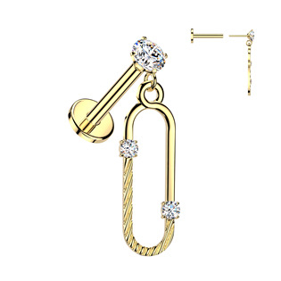 LB1165-GD Zlacený PUSH IN Piercing do ucha - labreta