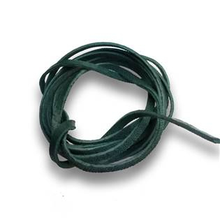 LR9000-18 Řezaná kožená šňůrka tm. zelená, tl. 2 mm, délka 100 cm