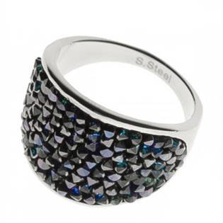 LV1001-BB-53 Ocelový prsten s krystaly Crystals from Swarovski®, BERMUDA BLUE