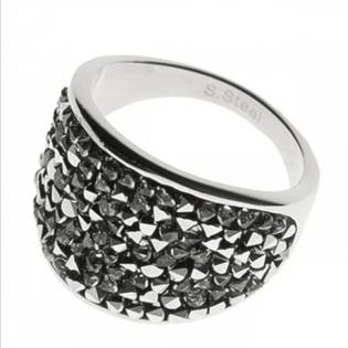 LV1001-CHR-53 Ocelový prsten s krystaly Crystals from Swarovski®, LIGHT CHROME