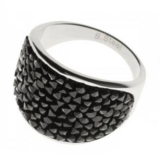 LV1001-JET-56 Ocelový prsten s krystaly Crystals from Swarovski®, BLACK JET