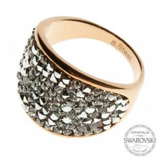 LV1003-CAL-52 Zlacený ocelový prsten s krystaly Crystals from Swarovski®, Crystal