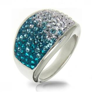 LV1020-BZ-53 Ocelový prsten s krystaly Crystals from Swarovski®, BLUE ZIRCON