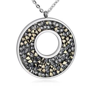 LV5001-GCH Ocelový náhrdelník s krystaly Crystals from Swarovski® GOLDEN CHOCOLATE