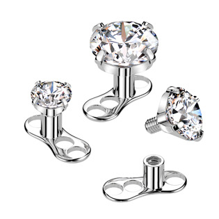 MD030C-05 Kompletní microdermal piercing 1,2 mm - čirý zirkon