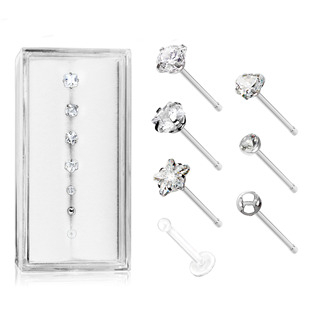 N0000-02 Sada 7mi piercingů do nosu