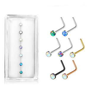 N0000-08 Sada 7mi piercingů do nosu s opálem