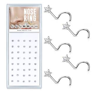 N0000-17 Sada 40ti piercingů do nosu, 3mm zirkon