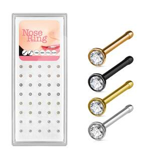 N0000-30 Sada 40ti piercingů do nosu, 2,5mm kámen, tl. 0,8 mm
