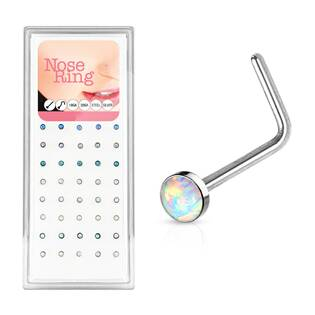 N0000-36 Sada 40ti piercingů do nosu, 2,5mm opál, tl. 0,8 mm