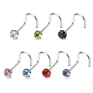 N01070-Q Stříbrný piercing do nosu - zirkon 3mm