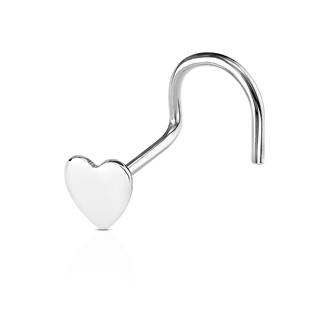 N01072 Stříbrný piercing do nosu - srdíčko