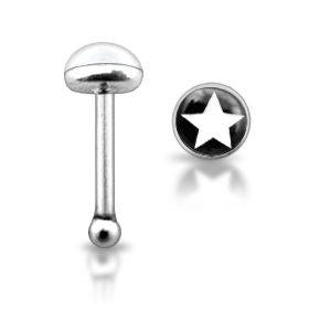 N01108 Stříbrný piercing do nosu - bílá hvězda