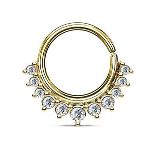 N01171-GD Septum piercing do nosu/ucha kruh s čirými zirkony
