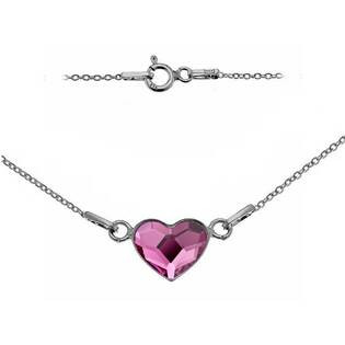 NB-0201-FU Stříbrný náramek se srdcem Crystals from Swarovski® Fuchsia