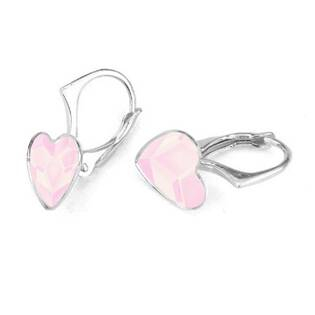 NB-0202-PR Stříbrné náušnice se srdcem Crystals from Swarovski® Powder Rose