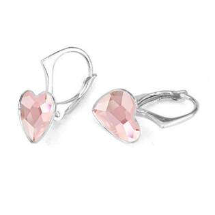NB-0202-RO Stříbrné náušnice se srdcem Crystals from Swarovski® Rosaline