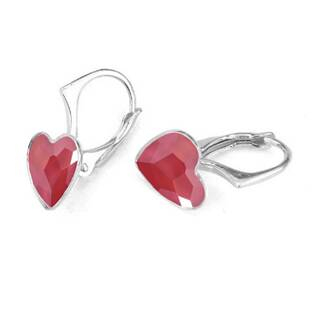 NB-0202-RR Stříbrné náušnice se srdcem Crystals from Swarovski® Royal Red
