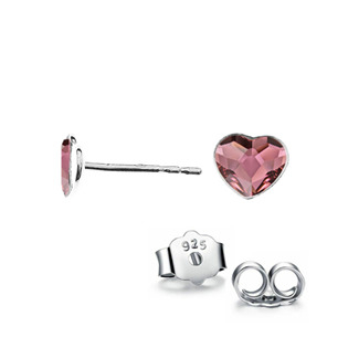 NB-0203-AP Stříbrné náušnice se srdcem Crystals from Swarovski, Antique Pink