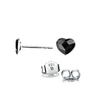 NB-0203-JB Stříbrné náušnice se srdcem Crystals from Swarovski, Jet Black