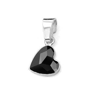 NB-0205-JB Stříbrný přívěšek se srdcem Crystals from Swarovski® Jet Black