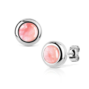 NB017-08 Ocelové náušnice Watermelone Quartz 8mm