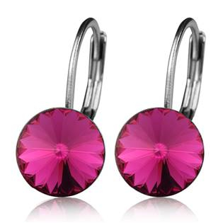 NBS08-FU Ocelové náušnice s krystaly Swarovski® FUCHSIA
