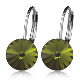 NBS08-OV Ocelové náušnice s krystaly Swarovski® OLIVINE
