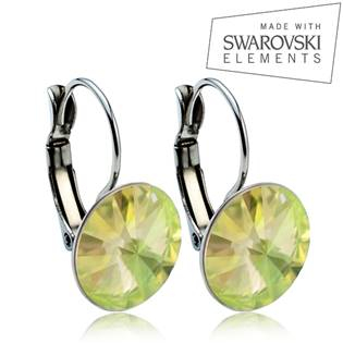 NBS12-LG Ocelové náušnice s krystaly Swarovski® 12 mm, LUMINOUS GREEN