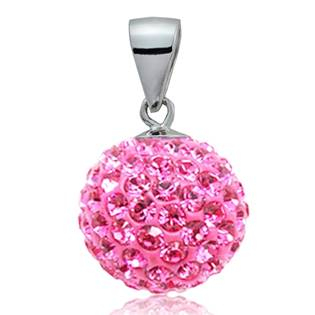NS-SWAG-P Stříbrný přívěšek koule 10 mm s krystaly Crystals from Swarovski®, Pink