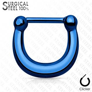 NS0025 Ocelový piercing do nosu - septum světle modrý