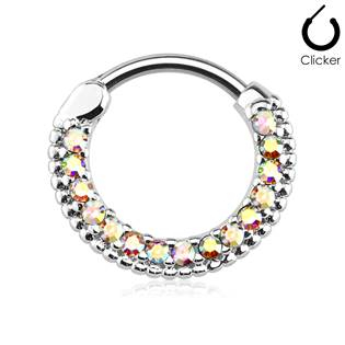 NS0031-AB Piercing do nosu - septum, duhové kamínky