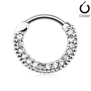 NS0031-C Piercing do nosu - septum, čiré kamínky