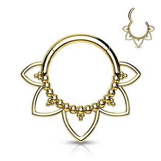 NS0033-GD Zlacený ocelový piercing do nosu - septum