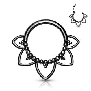 NS0033-K Černý ocelový piercing do nosu - septum