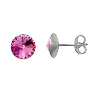 NU003-RO Ocelové náušnice Crystals from Swarovski® 6mm, ROSE
