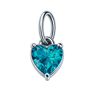 OK1722-B Ocelový přívěsek se zirkonem - srdíčko Aquamarine