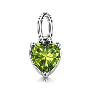 OK1722-PD Ocelový přívěsek se zirkonem - srdíčko peridot