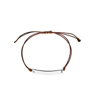 ON015H Hnědý textilní náramek s destičkou 6 x 39 mm