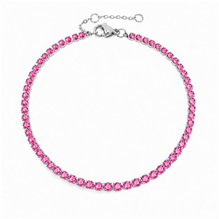 OPA1858-PK Ocelový štrasový tenisový náramek PINK