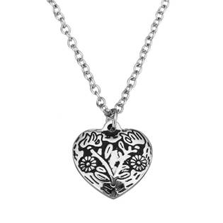 OPD0075 Ocelový řetízek s přívěškem - srdce s ornamenty