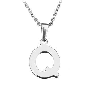 OPD0090-Q Ocelový řetízek s přívěškem iniciála "Q"