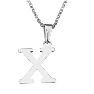 OPD0090-X Ocelový řetízek s přívěškem iniciála "X"