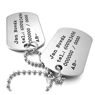 OPD600 Personalizované vojenské známky - dog tag + kuličkový řetízek